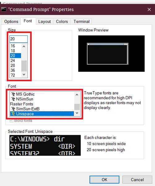 如何在 Windows 10 上的 CMD 中更改字体颜色、背景颜色、增加文本大小 - Pfrlju.com