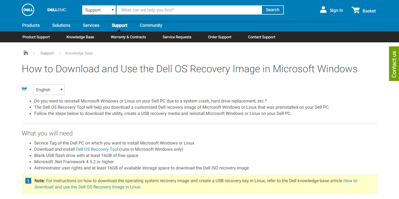 在Windows 10中下载PC的恢复图像
