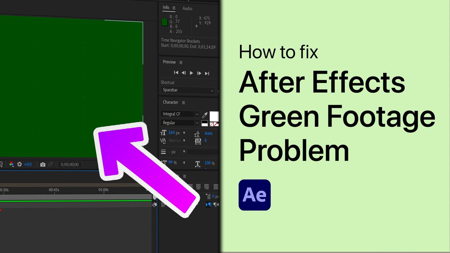 修复导入的视频在Adobe After Effects中是绿色的