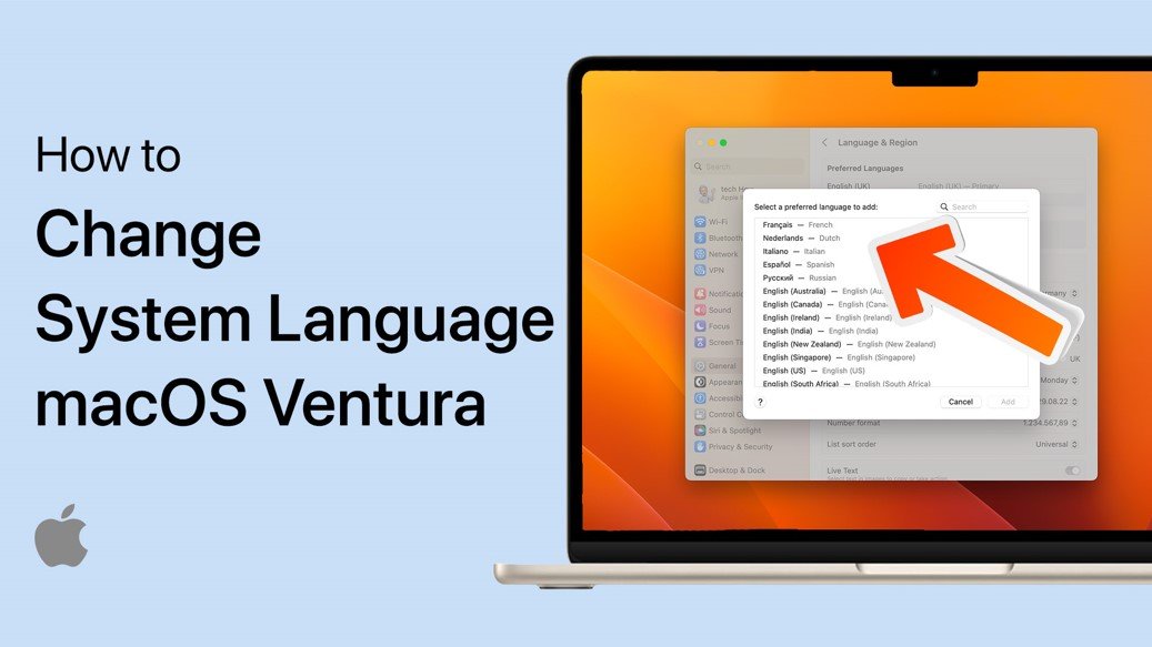 如何在Mac OS Ventura上更改系统语言