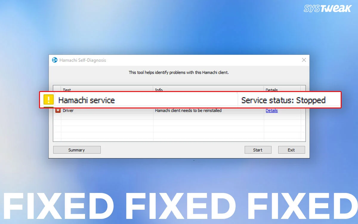 如何修复LogMein Hamachi服务状态：停止消息