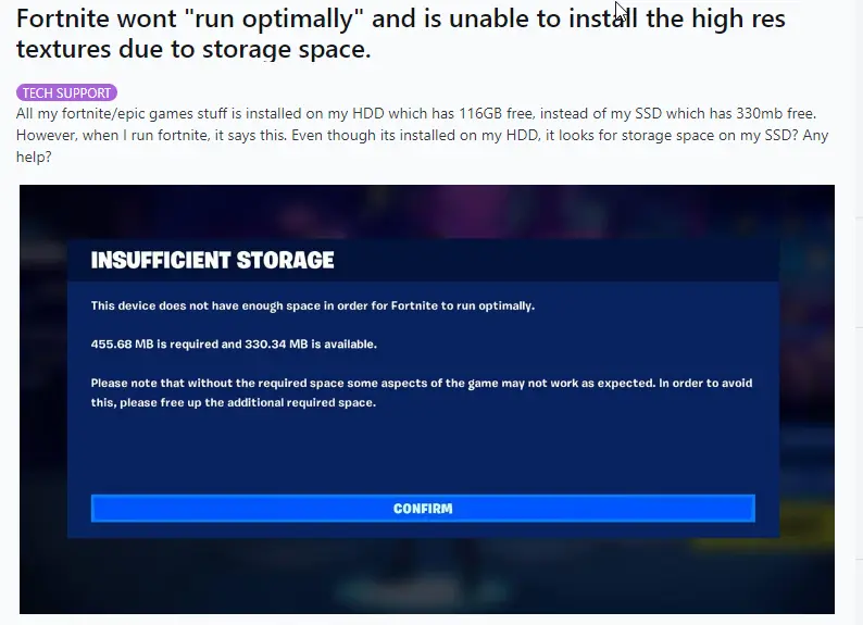 fortnite不足的存储错误警报！现在优化