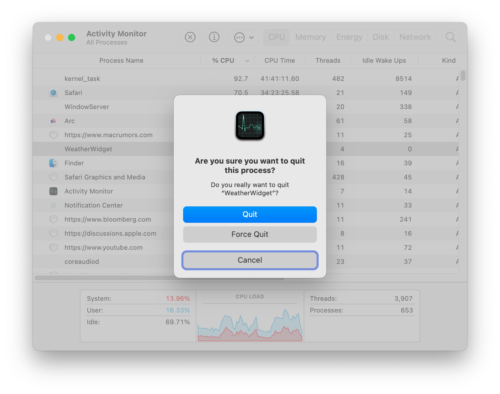 使用重型CPU修復WeatherWidget並減慢Mac