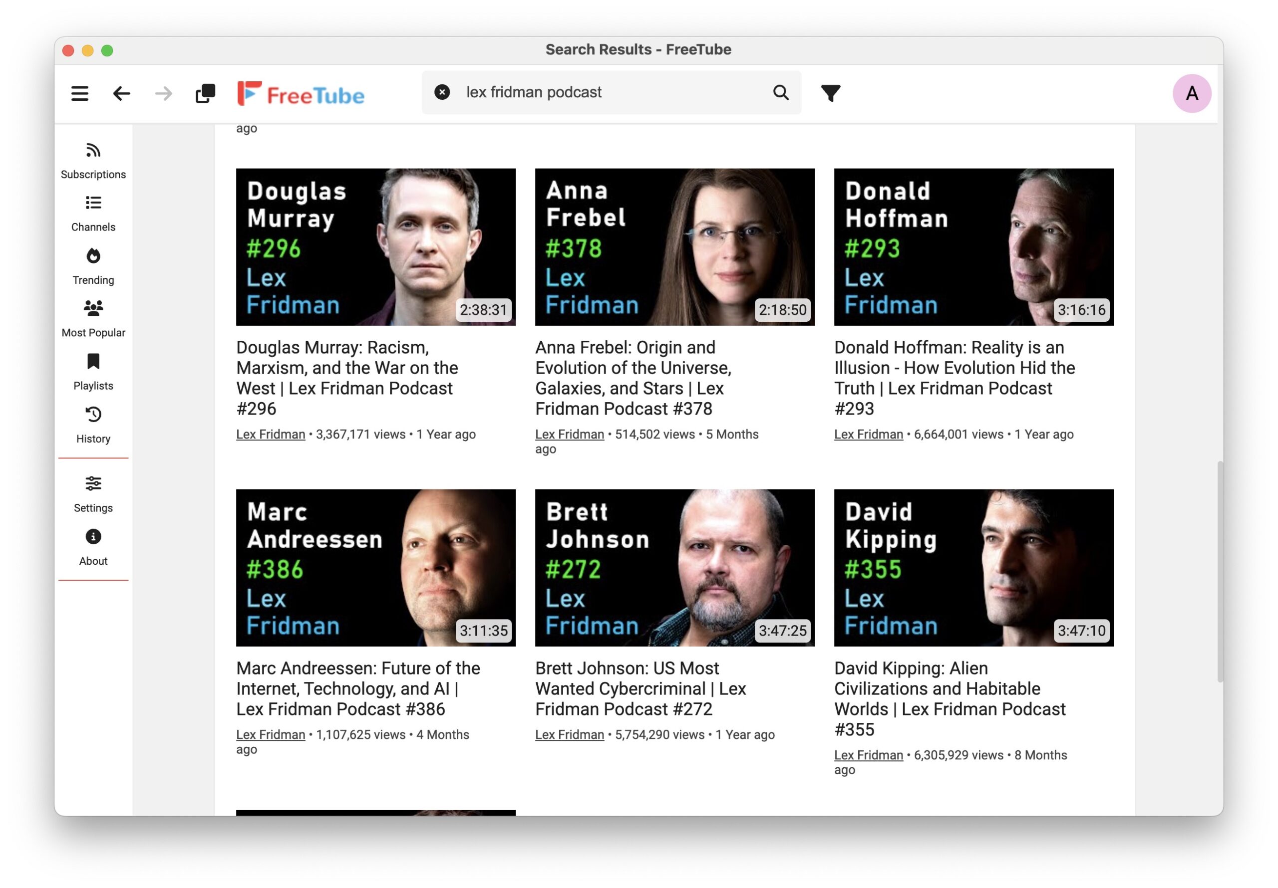 觀看沒有廣告的YouTube，freetube用於Mac，Windows，Linux