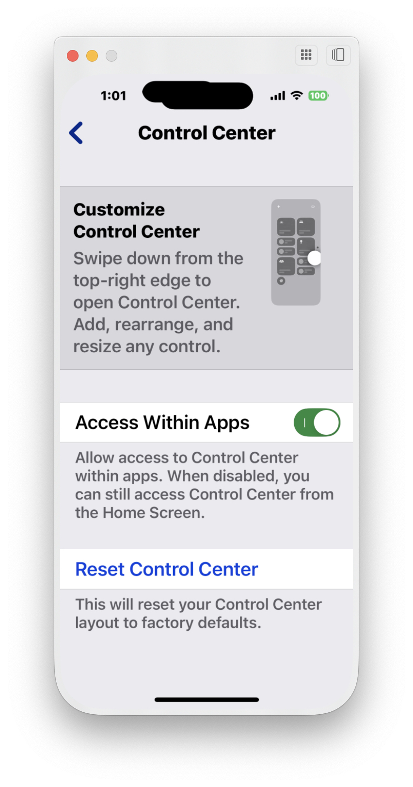 为什么我不能从iPhone镜像访问控制中心？