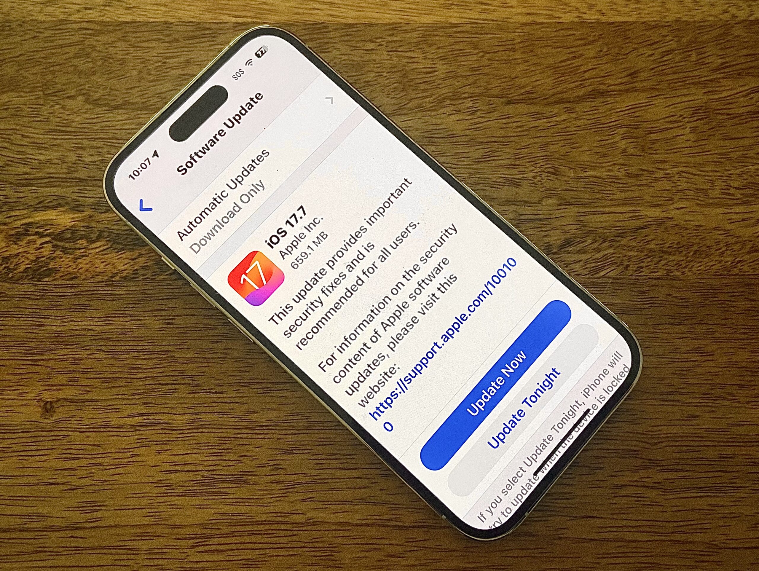 iOS 17.7＆iPad 17.7更新带有安全修复程序