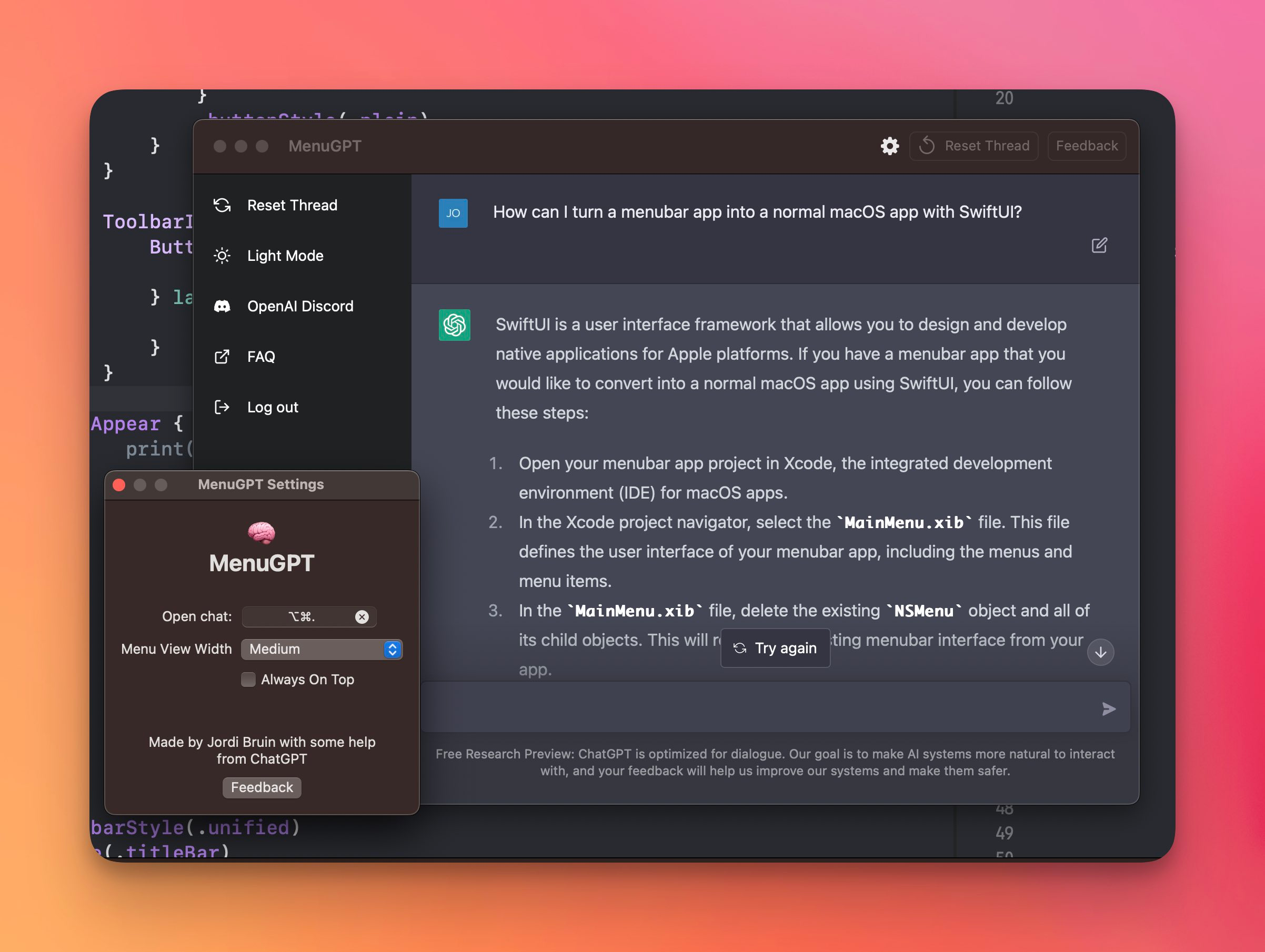 通过菜单栏快速从Mac访问Chatgpt