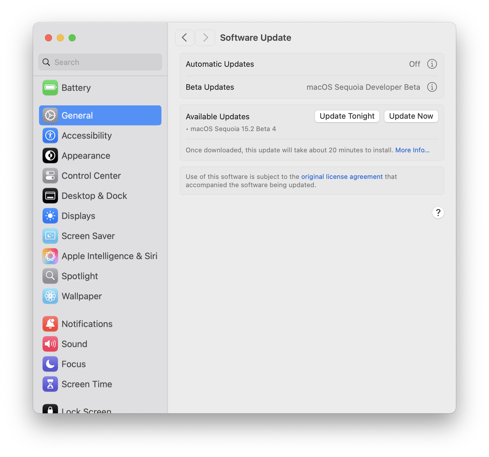iOS 18.2的Beta 4，iPados 18.2，MacOS红杉15.2，可用于测试