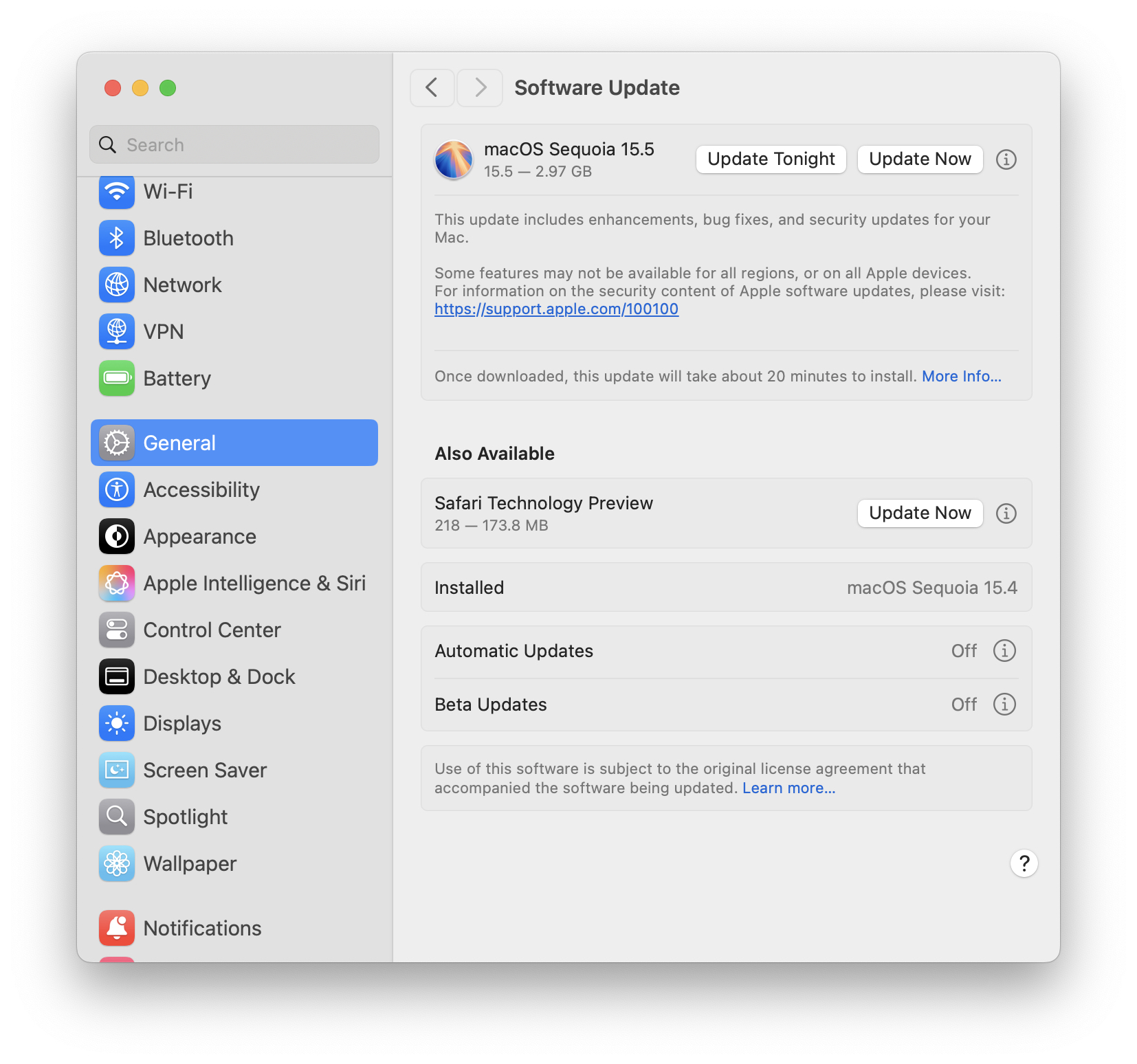 MacOS紅杉15.5更新帶有錯誤修復和安全增強功能