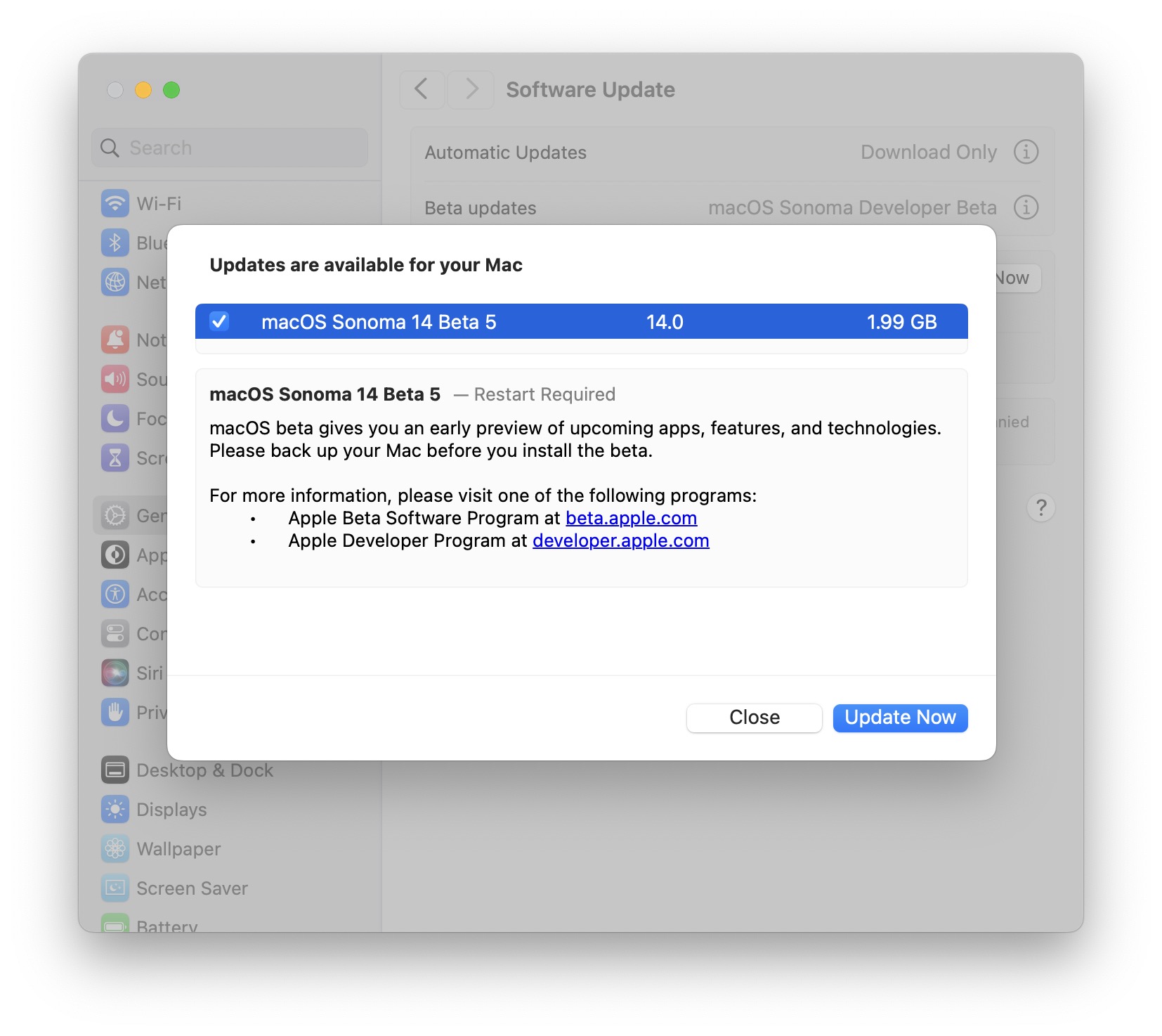 Macos Sonoma Beta 5可供下载