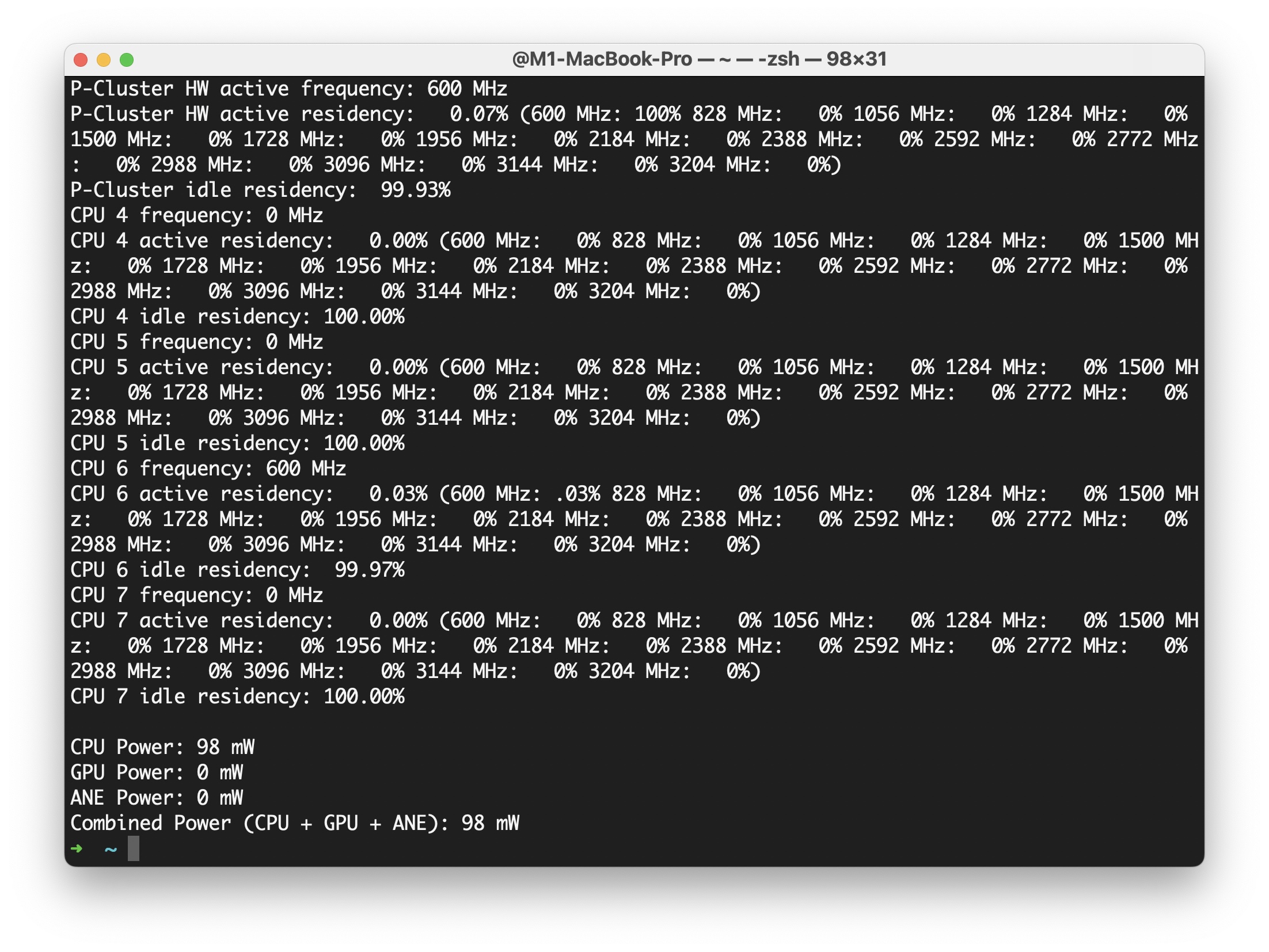 如何使用Powermetrics在Mac上查看單個核心CPU使用情況