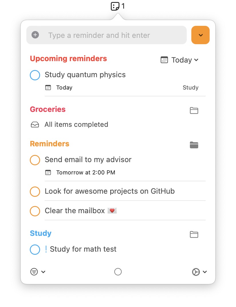 在您的Mac菜单栏中获取提醒，并提醒Menubar