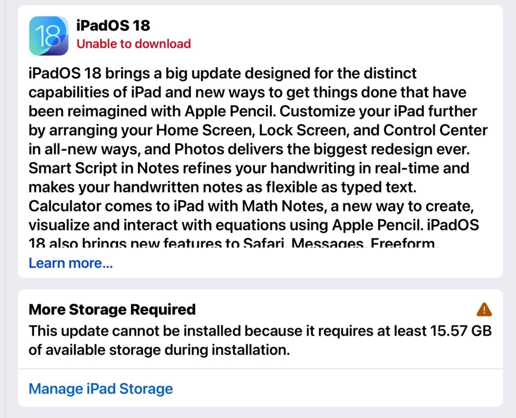 安装iOS 18或iPados 18需要多少存储空间？