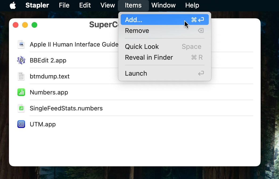 與Stapler一起啟動與Mac的Stapler有關的所有應用程序和文檔