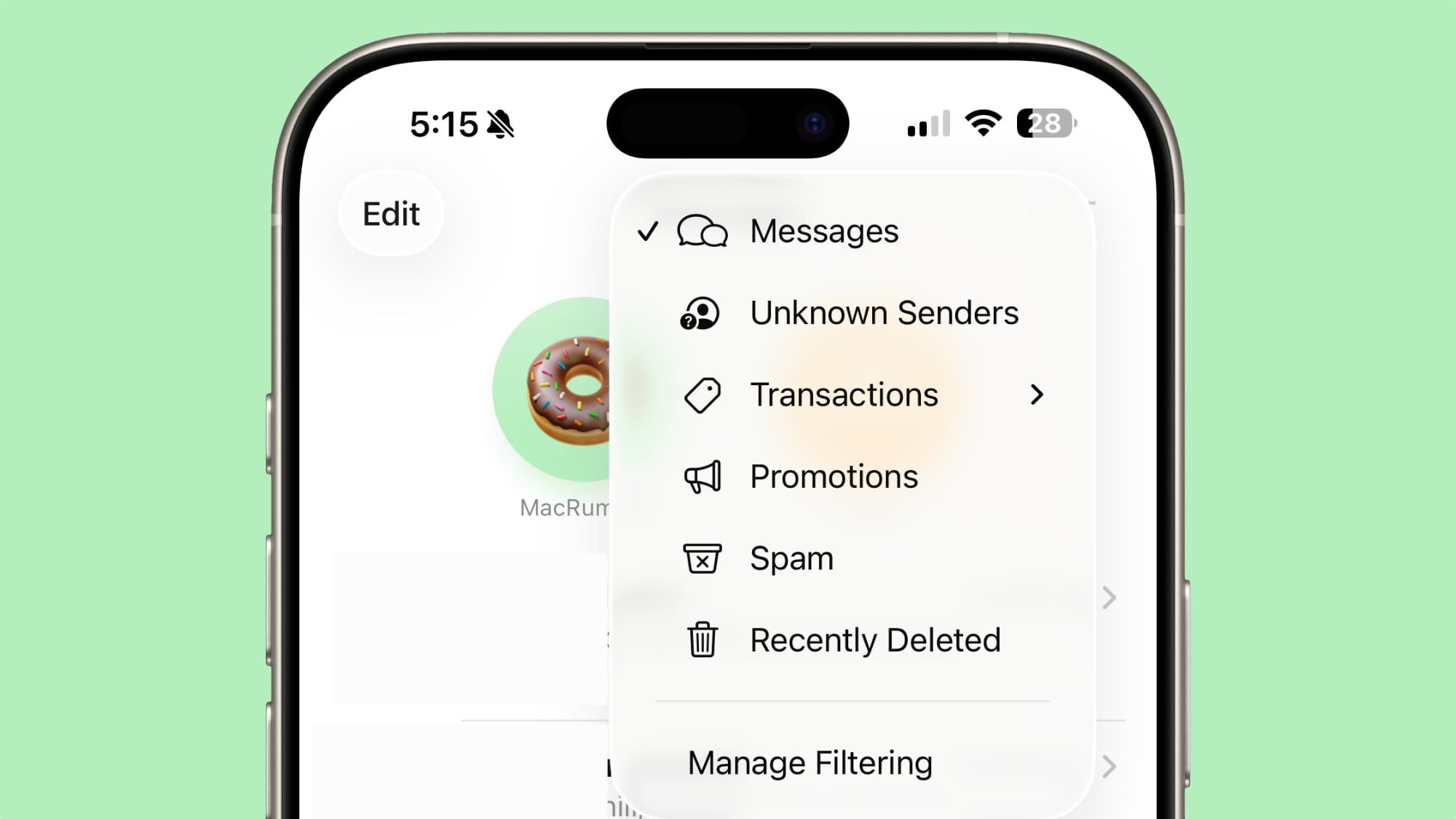 iOS 26：筛选和过滤来自未知发件人的消息