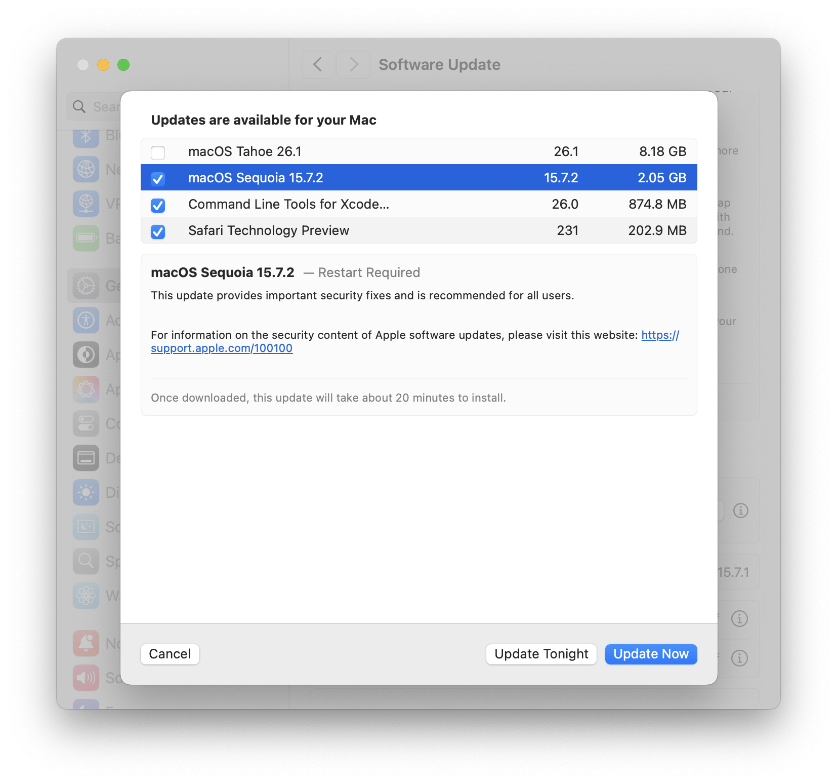 MacOS Sequoia 15.7.2 和 MacOS Sonoma 14.8.2 更新发布