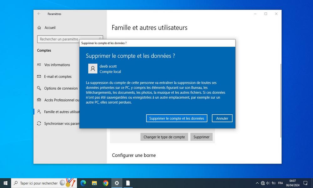 删除Windows 10中的用户帐户