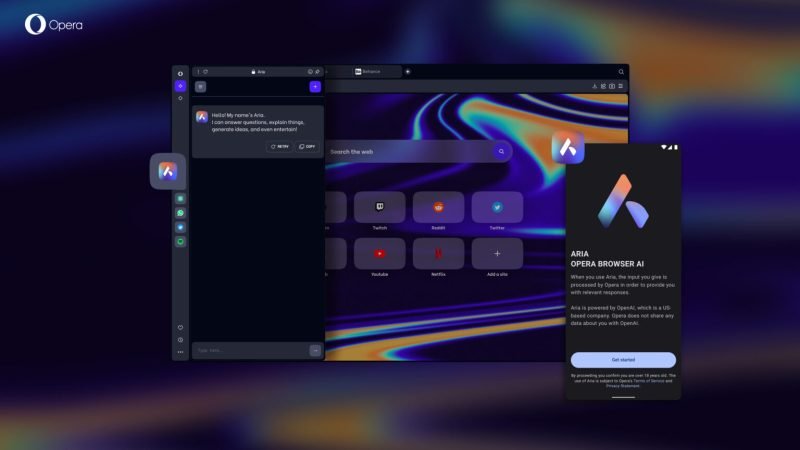 Opera 推出集成浏览器 AI Aria