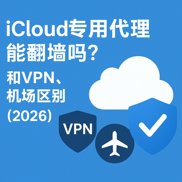 ICloud专用代理能翻墙吗?和VPN、机场区别(2026)